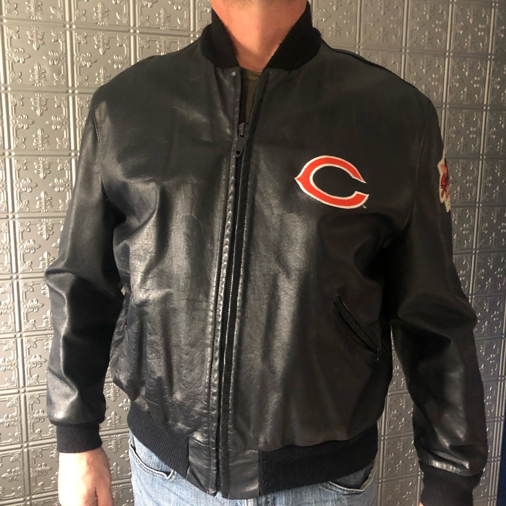 Leather bomber jacket. Authentic vintage license Super Bowl size 46. - Picture 3 of 5